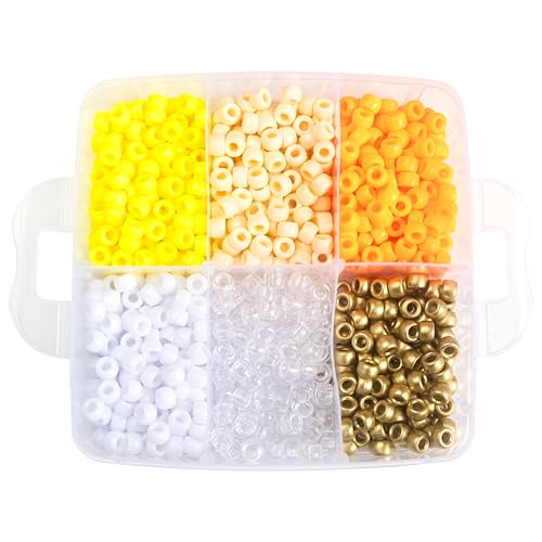 Gxueshan 4500 Pcs Acrylic Pony Beads Bulk Large Hole Plastic White Green Gold Red Black Blue Pink 24 Assorted Colors Kandi Hair Beads for Crafts Friendship Bracelet Jewelry Making Kit Set (4500) - Image 5
