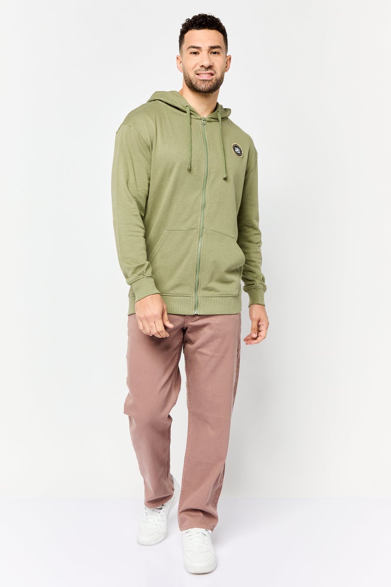 Paul Frank Men Brand Logo Long Sleeve Full Zip Hoodie, Sage Green - Image 3