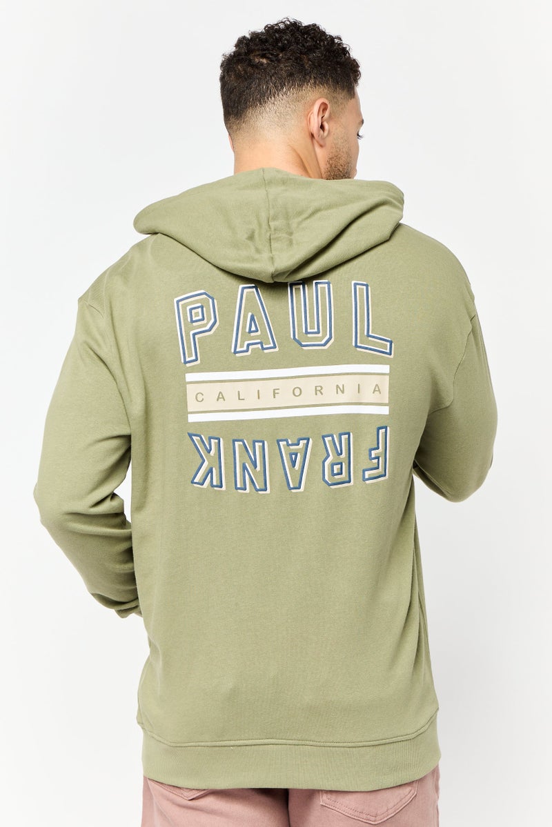Paul Frank Men Brand Logo Long Sleeve Full Zip Hoodie, Sage Green - Image 4