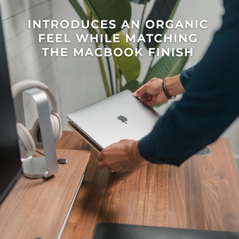 HumanCentric Laptop Riser for Desk in Black Walnut Wood Top and Space Gray Aluminum Base, Compatible with MacBook and Other Laptops Up to 16 Inches, Ergonomic Computer Holder, 25-Degree Angle Tilt - Image 5