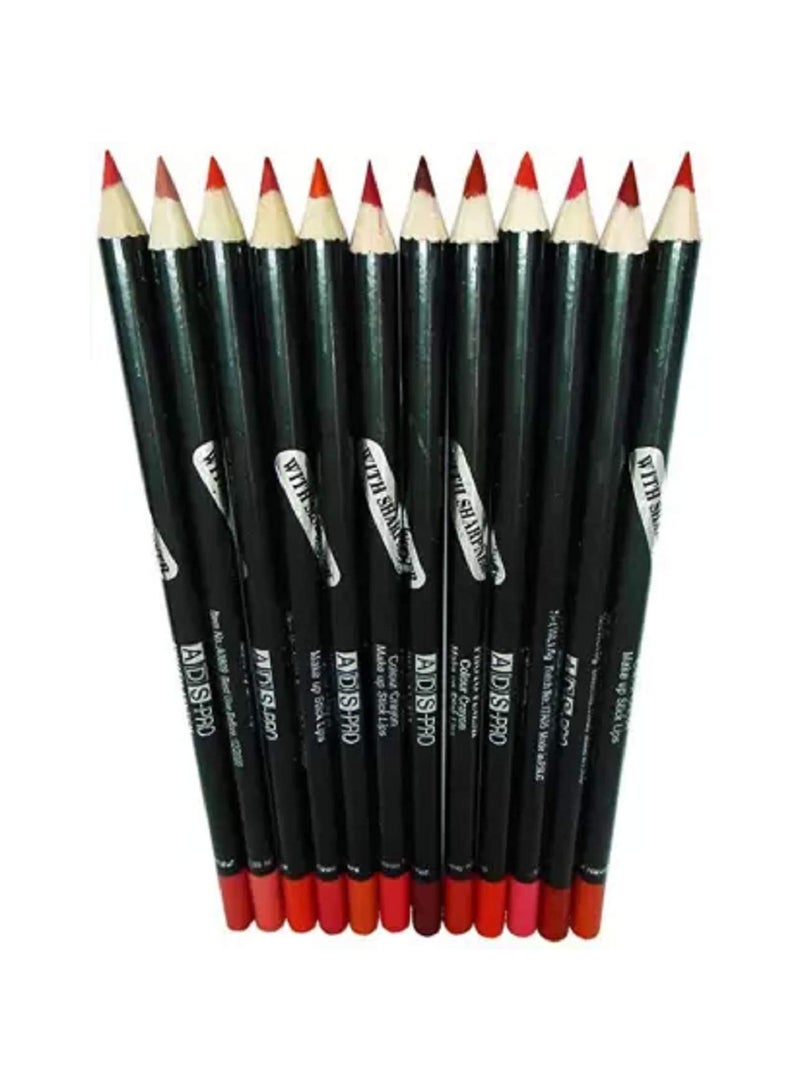ADS Finish Colour Makeup Lipstick Lip Liner Matte Finish Multicolor 12 Piece - Image 1