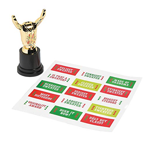 Fun Express Ugly Sweater Costume Trophy for Christmas Stationery Awards 12 Pieces - Image 1