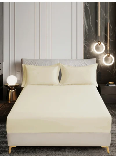 Donetella Bedding Fitted Sheet - Fits 200x200 Cm For Super King Bed - 3 Pcs (1 Fitted Sheet and 2 Pillowcases) - 35 Cm Deep Pocket - Solid Bed Sheet