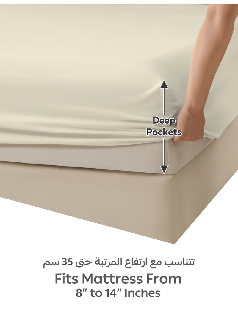 دوناتيلا طقم ملاءة سرير مثبتة سادة مقاس كينج من 3 قطع من دوناتيلا، ملاءة بحواف مرنة وغطاءي وسادة، ملمس ناعم وحريري، عمق الجوانب 35 سم، من ألياف دقيقة ممشطة، جيدة التهوية (طقم شرشف مطاط فندقي) - Image 4