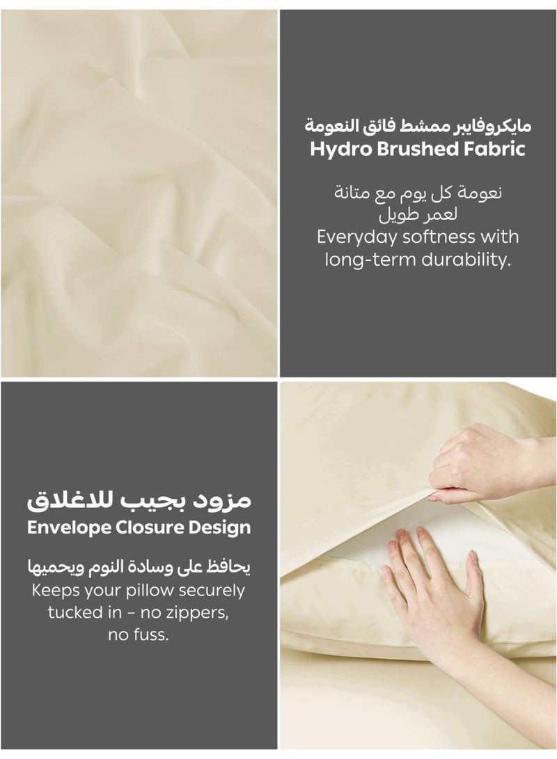 دوناتيلا طقم ملاءة سرير مثبتة سادة مقاس كينج من 3 قطع من دوناتيلا، ملاءة بحواف مرنة وغطاءي وسادة، ملمس ناعم وحريري، عمق الجوانب 35 سم، من ألياف دقيقة ممشطة، جيدة التهوية (طقم شرشف مطاط فندقي) - Image 5