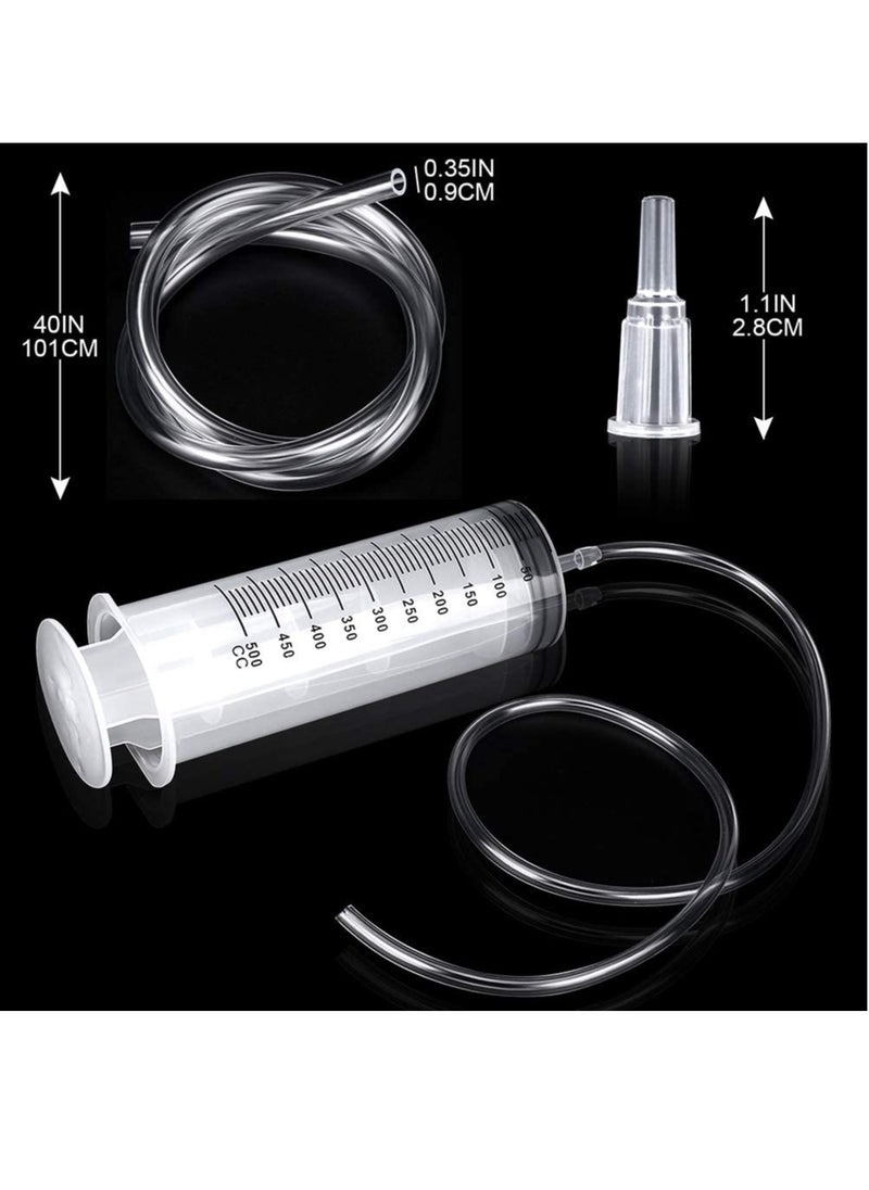 Excefore - Plastic Syringe with Tube 500ml Extra Large Syringe with Tubing and Tip Adapter Safe and Individually Sealed Ideal for Industrial Use Science Labs Watering Glue Dispensing Horse Feeding - Image 1