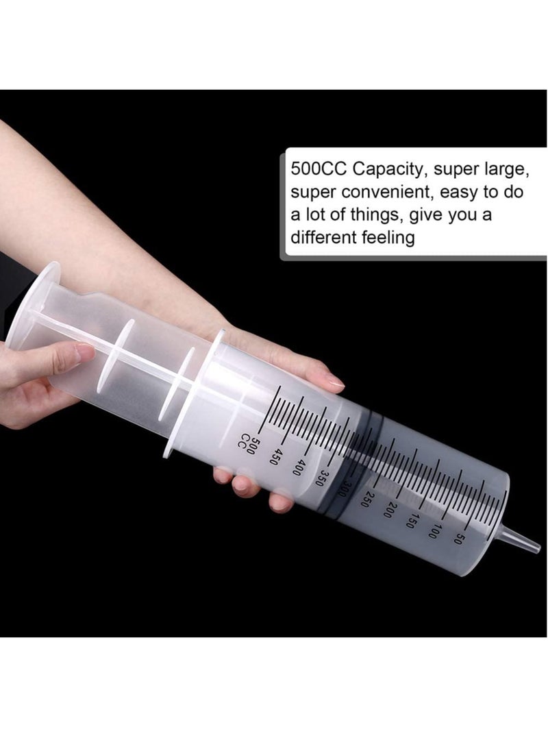 Excefore - Plastic Syringe with Tube 500ml Extra Large Syringe with Tubing and Tip Adapter Safe and Individually Sealed Ideal for Industrial Use Science Labs Watering Glue Dispensing Horse Feeding - Image 1