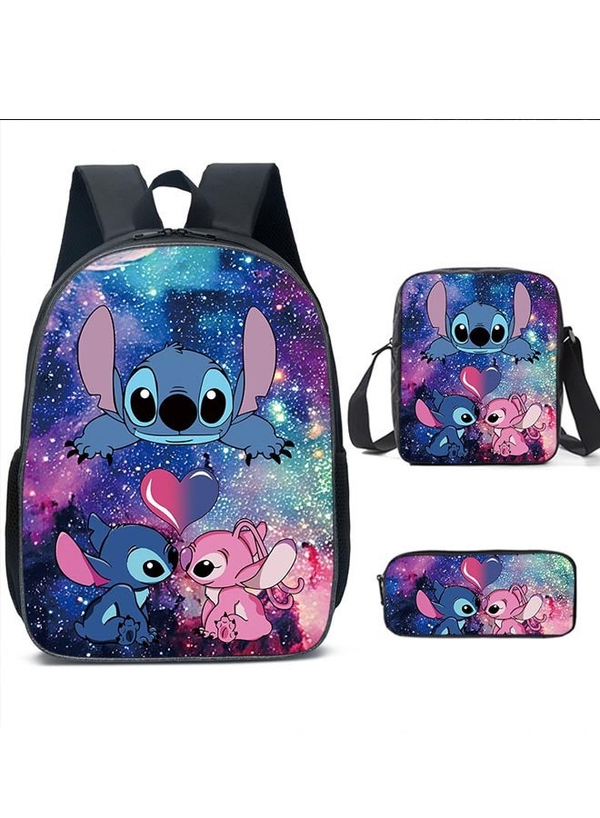 New Cartoon Stitch Three-piece Schoolbag Students Backpack  - Image 1