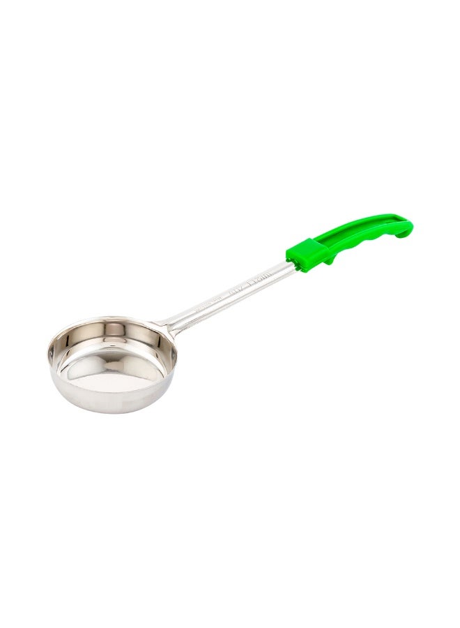 Restaurantware Met Lux 4 Ounce Portion Ladle, 1 With Green Handle Portion Serving Spoon - Does Not Corrode, Dishwashable, Stainless Steel Portion Control Serving Utensil, Multipurpose - Image 1