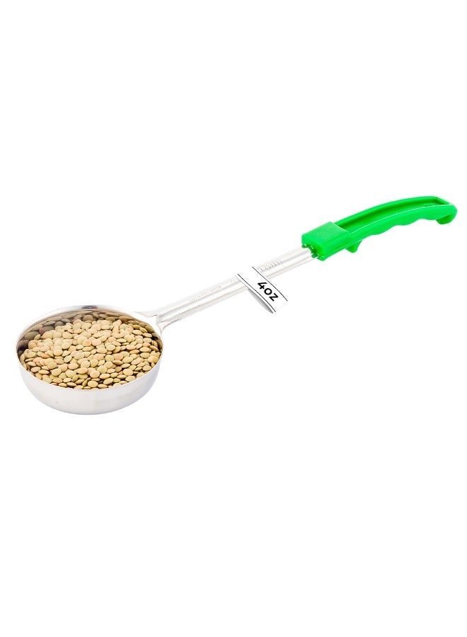 Restaurantware Met Lux 4 Ounce Portion Ladle, 1 With Green Handle Portion Serving Spoon - Does Not Corrode, Dishwashable, Stainless Steel Portion Control Serving Utensil, Multipurpose - Image 2