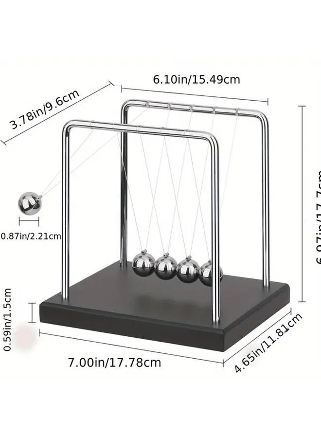 1 PC Newton Pendulum Balance Ball Physics Toy Black Wooden Base Office Desk Decor - Image 3