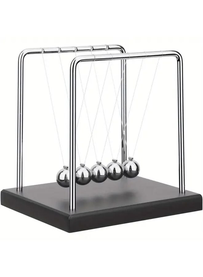 1 PC Newton Pendulum Balance Ball Physics Toy Black Wooden Base Office Desk Decor - Image 1