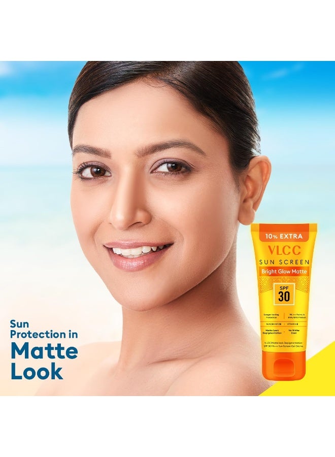 VLCC Matte Look Sunscreen Gel Creme SPF 30 100g | Broad Spectrum UV Protection | Oil-Free, Non-Greasy & Matte Finish - Image 3