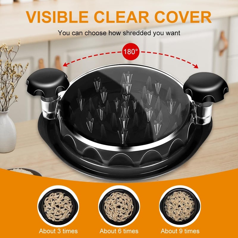 VITOLER Pro Chicken Shredder Tool, 10’’8 Chicken Breast Shredder Tool Twist,Chicken Grinder withTransparent Lid,Ergonomic Handle,Non-Slip,Meat Shredder for Shredding Chicken Breast, Pork and Beef - Image 3