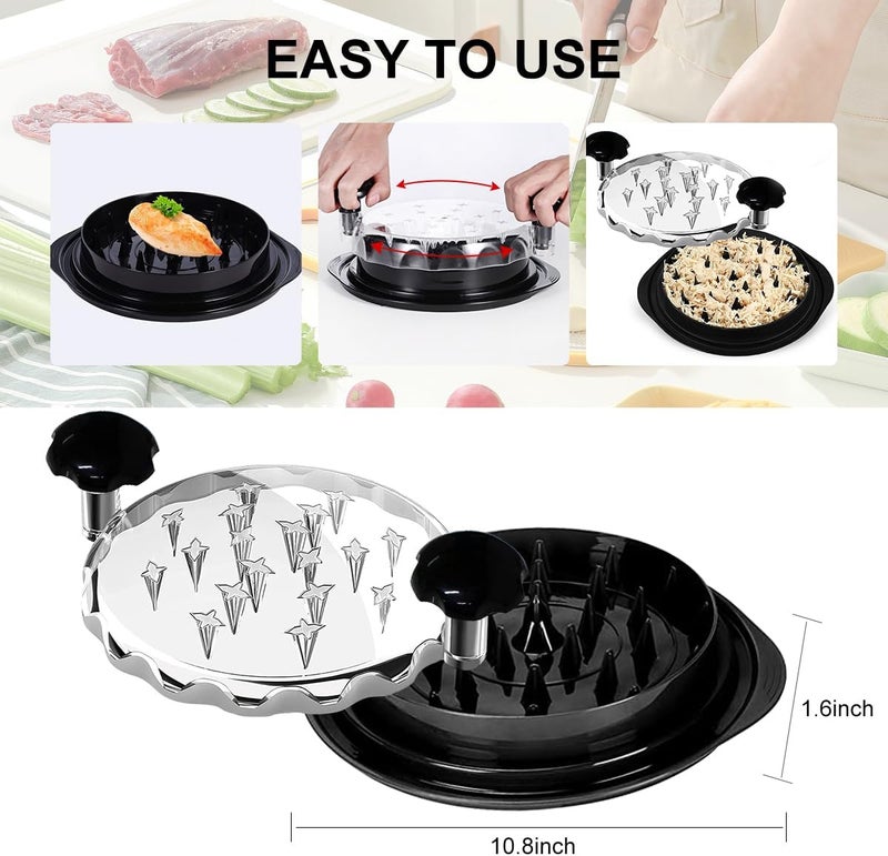 VITOLER Pro Chicken Shredder Tool, 10’’8 Chicken Breast Shredder Tool Twist,Chicken Grinder withTransparent Lid,Ergonomic Handle,Non-Slip,Meat Shredder for Shredding Chicken Breast, Pork and Beef - Image 2