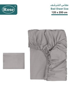 Rose Rose Luxurious Plain Fitted Sheet with Deep Pockets and Pillow Case, Bed Sheet 2-Pieces Set, Soft & Cozy Microfiber Breathable and Cooling, Extra Twin Size 120x200+38 cm, Light Grey  - Image 2