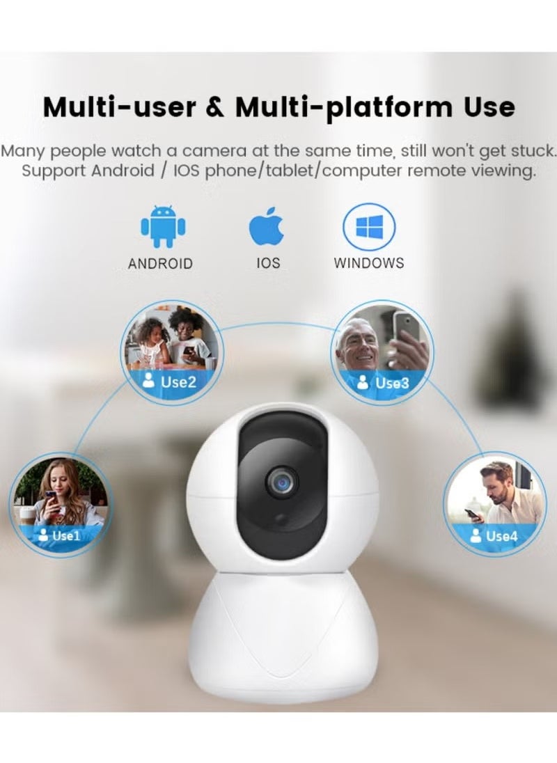 Vonqu Baby Monitor Camera, 1080p Indoor Security Camera, Lightweight And Portable Pet Camera, Human Detection Smart Wireless Camera For Baby Or Pet Monitoring, (1pc, White)  - Image 3