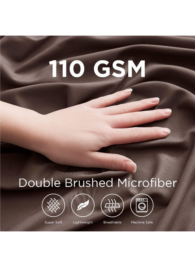 Empyrean Extra Deep Queen Fitted Sheet Only Deep Pocket Fits 18 to 24 Inch, Fitted Sheet Queen Deep Pocket, Soft Microfiber 110 GSM Deep Pocket Queen Fitted Sheet with Corner Straps, Chocolate Brown - Image 2