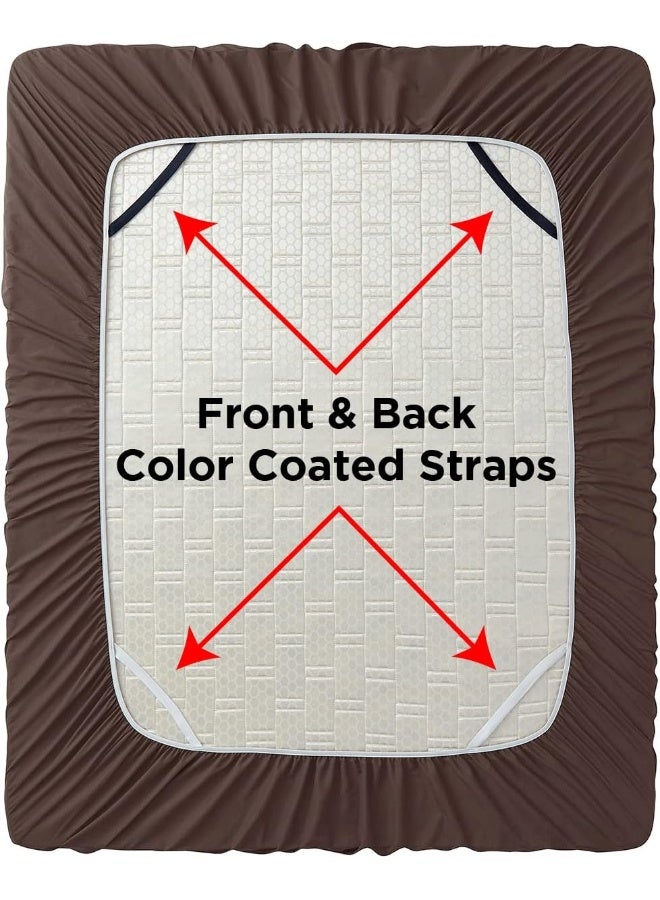 Empyrean Extra Deep Queen Fitted Sheet Only Deep Pocket Fits 18 to 24 Inch, Fitted Sheet Queen Deep Pocket, Soft Microfiber 110 GSM Deep Pocket Queen Fitted Sheet with Corner Straps, Chocolate Brown - Image 5