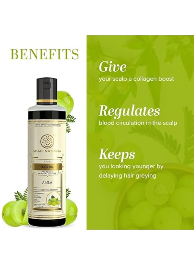 Khadi Natural Pure Amla Hair Oil | Paraben & Mineral Oil Free | Nourishing Formula for Healthy, Strong Hair | Enhances Shine & Reduces Hair Fall- 210 m - Image 2