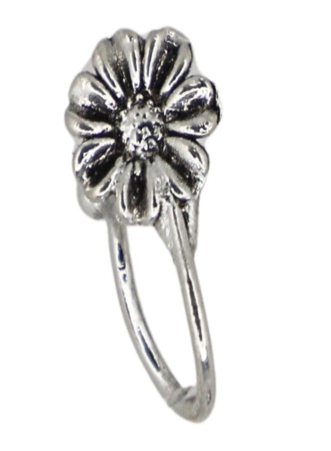 JWELLA Oxidised Silver Floral Nose Pin Set of 4 for Women and Girls, Elegant Clip-On Nosepins with Pearl and Stone-Studded Designs, Lightweight Traditional Jewellery - Image 5