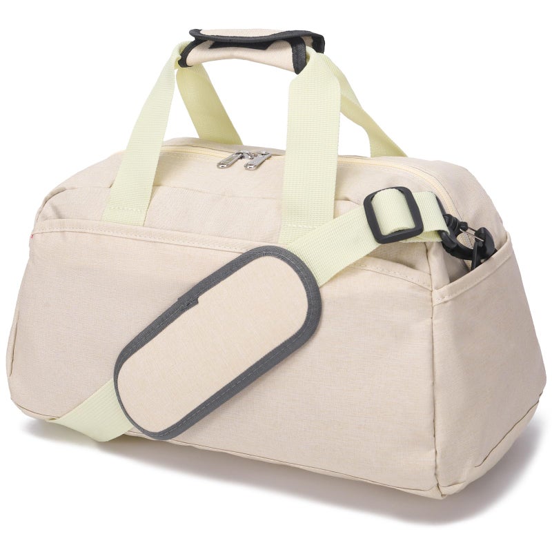 Ineetatu 14 inch Small Gym Bag for Women Men Mini Duffel Bag for Travel Sports Lightweight Carry On Bag Beige - Image 2