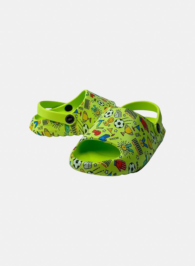 CUBS Boys Rubber Sandals – Green with Sports Print - Image 2