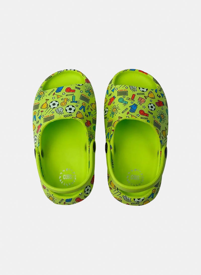 CUBS Boys Rubber Sandals – Green with Sports Print - Image 1