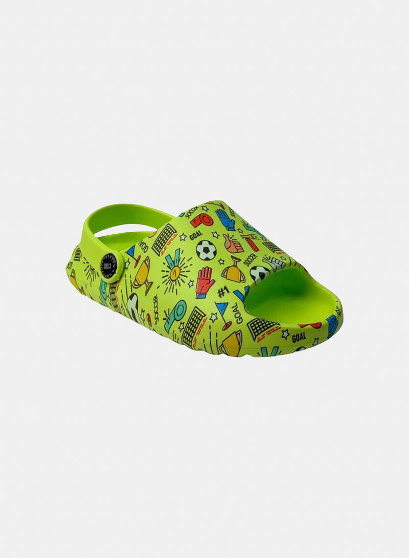 CUBS Boys Rubber Sandals – Green with Sports Print - Image 3