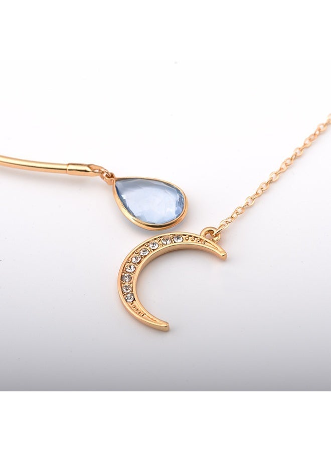 Gold Plated Moon Teardrop Charm Women's Choker Necklace - Image 3