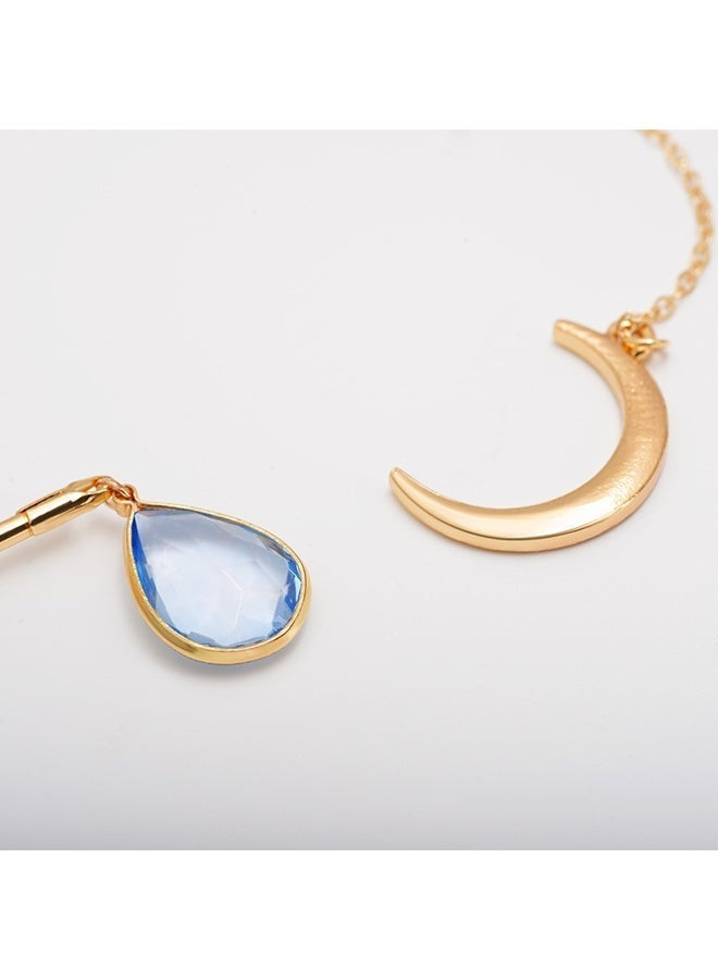 Gold Plated Moon Teardrop Charm Women's Choker Necklace - Image 5