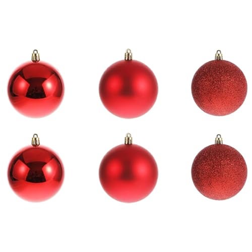 FIZZYTECH Shatterproof Christmas Balls Ornaments 6 Pcs Red Hanging Balls Size 10 cm Perfect Xmas Tree Decorations (10 CM, Pack of 6) - Image 4