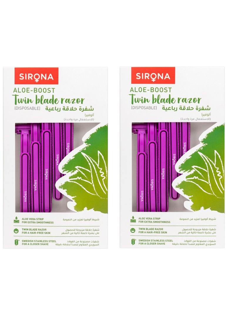 Sirona - Sirona Disposable Hair Removal Razor for Women - 5 Razors | with Aloe Boost for Arms, Legs and Bikini Line - 2 Blade Shaving Women Razor (Disposable Razor, 10 Razors) - Image 1