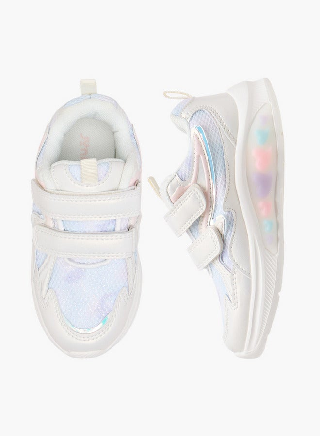 JUNIORS Girls Panelled Light-Up Sneakers with Hook and Loop Closure  - Image 1