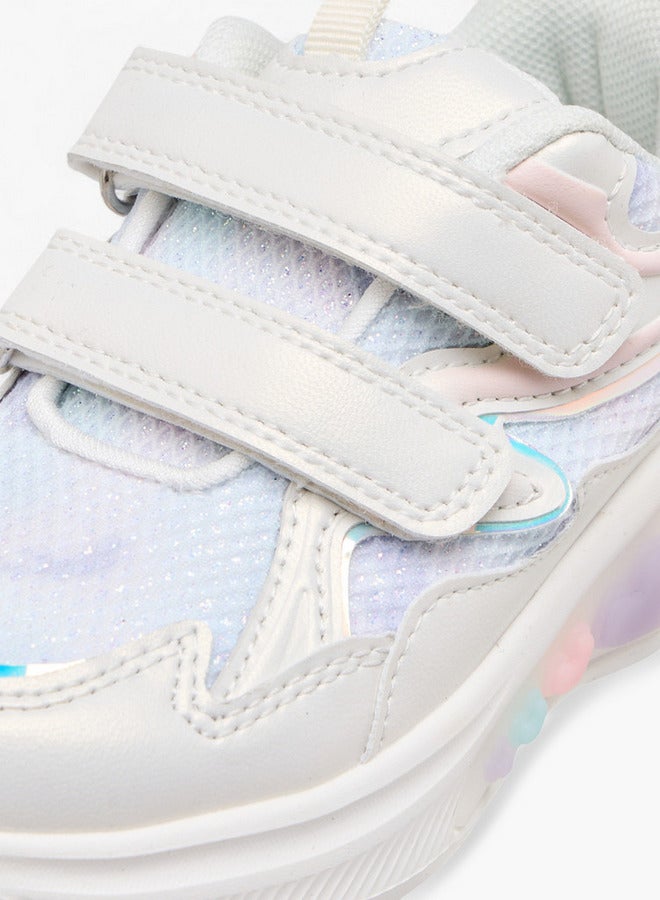 JUNIORS Girls Panelled Light-Up Sneakers with Hook and Loop Closure  - Image 5