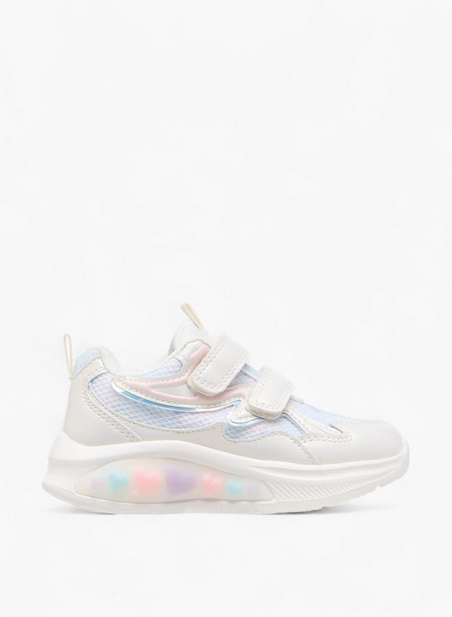 JUNIORS Girls Panelled Light-Up Sneakers with Hook and Loop Closure  - Image 3