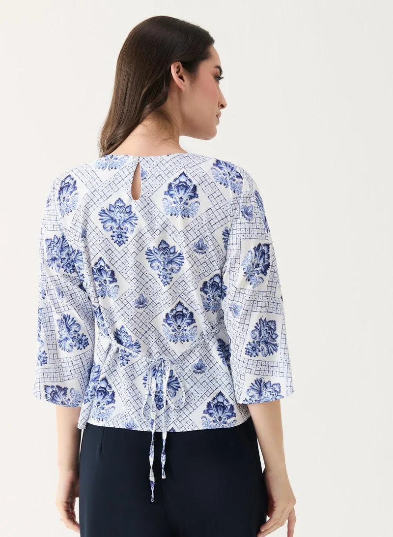 Zigzag  Half Sleeve Printed Peplum Top for Women | Best Price UAE