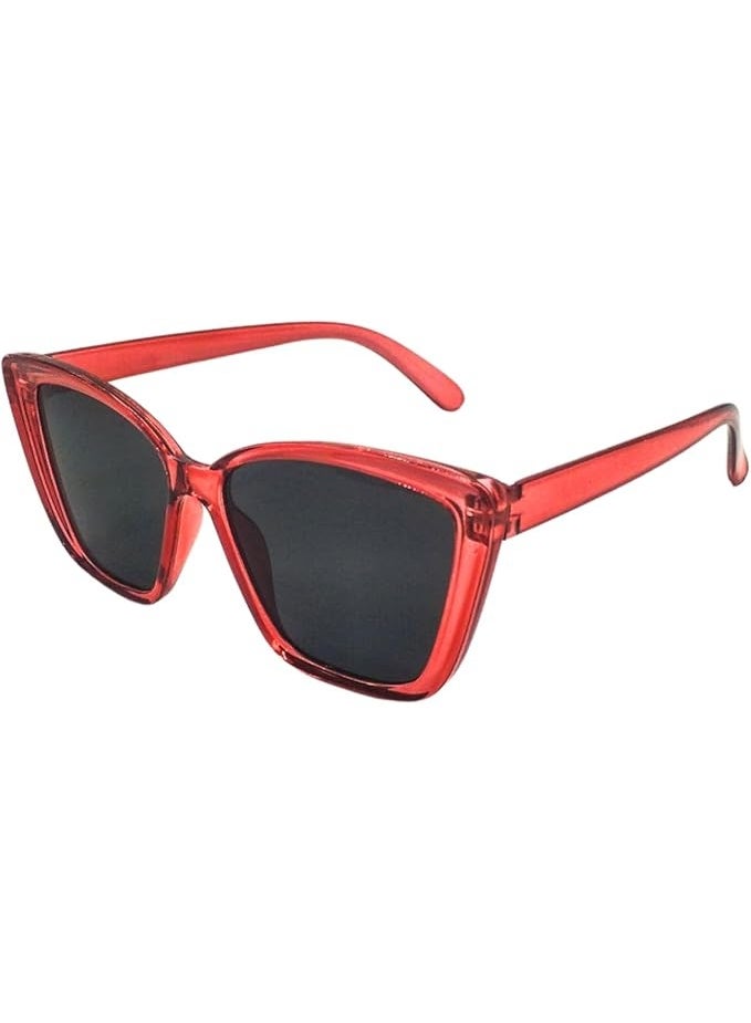 Women’s Sunglasses with Transparent Red Frame and Black Lenses – Modern Design – Suitable for Daily Use and Outings