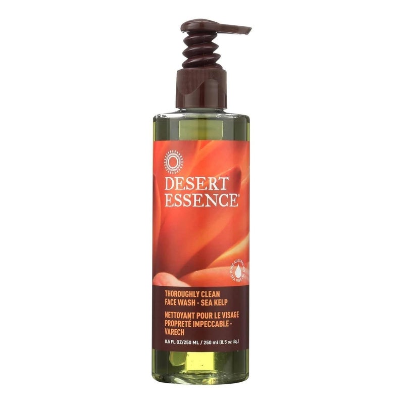 Desert Essence Thoroughly Clean Face Wash with Sea Kelp Tea Tree Oil Nourishing Castile Soap Coconut Oil  More  Gently Remove Dirt  Impurities Without Drying Skin  Vegan Sulfate Free  85oz