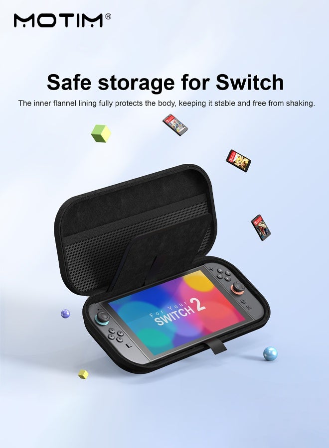Motim Zippered Carry Case for Nintendo Switch 2, Portable Switch Hard Shell Case, EVA Protective Bag with 5 Game Card Slots, Travel Carry Bag for Switch 2 Console & Accessories - Image 4