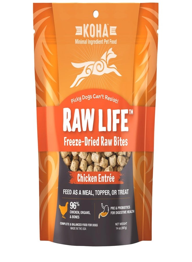 KOHA Raw Life Freeze-Dried Raw Bites Chicken for Dogs, High Protein Meal, Bites, and Treat for Picky Eaters, 14oz Bag - Image 1