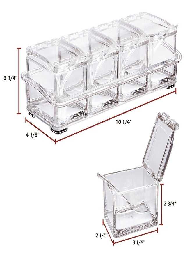 Flipco Crystal Seasoning Acrylic Box Pepper Salt Spice Rack Plastic 4 Box with Spoons Kitchen See Through Storage Containers Cooking Tools - Image 3