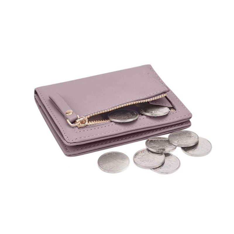 AnnabelZ Women Wallets Small Bifold Leather Pocket Wallet Ladies Mini Short Purse (Dark Pink) - Image 2