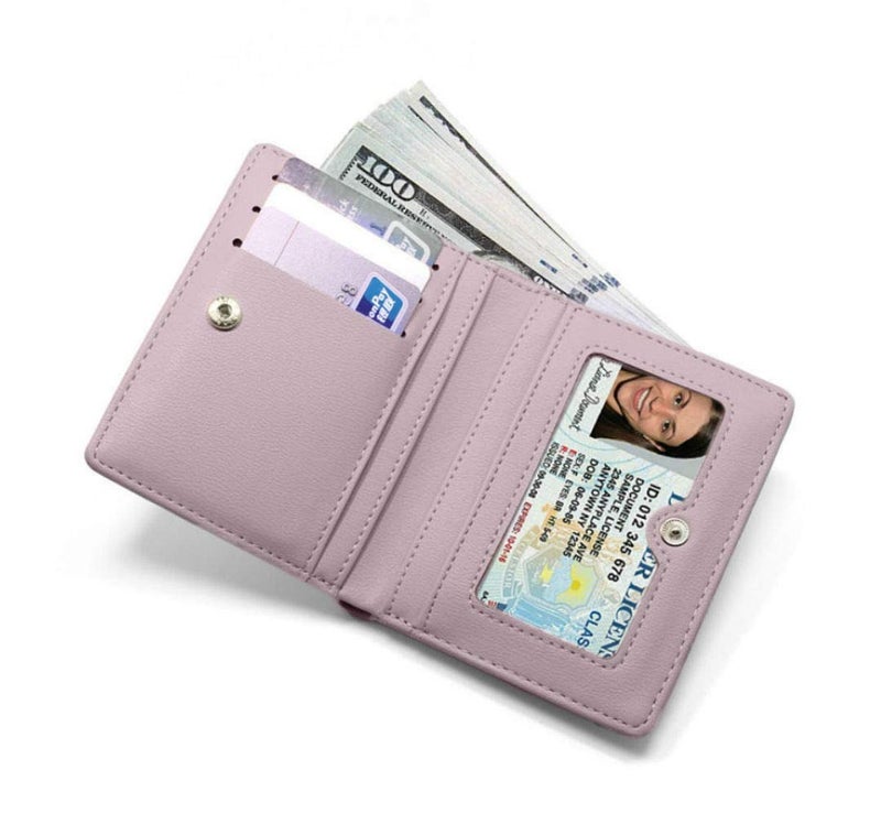 AnnabelZ Women Wallets Small Bifold Leather Pocket Wallet Ladies Mini Short Purse (Dark Pink) - Image 3
