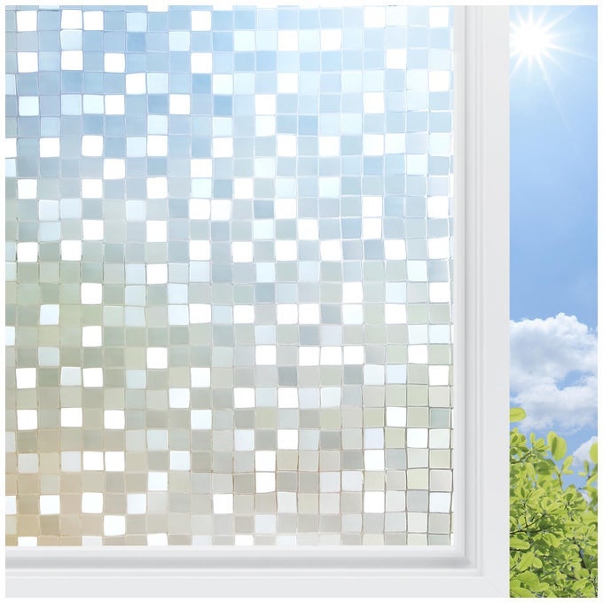 WINDOW PRIVACY FILM STAINED GLASS WINDOW FILM 3D SQUARE MOSAIC DECORATIVE STATIC CLING GLASS REMOVABLE VINYL UV BLOCKING STICKERS FOR HOME 175 X 787 INCHES