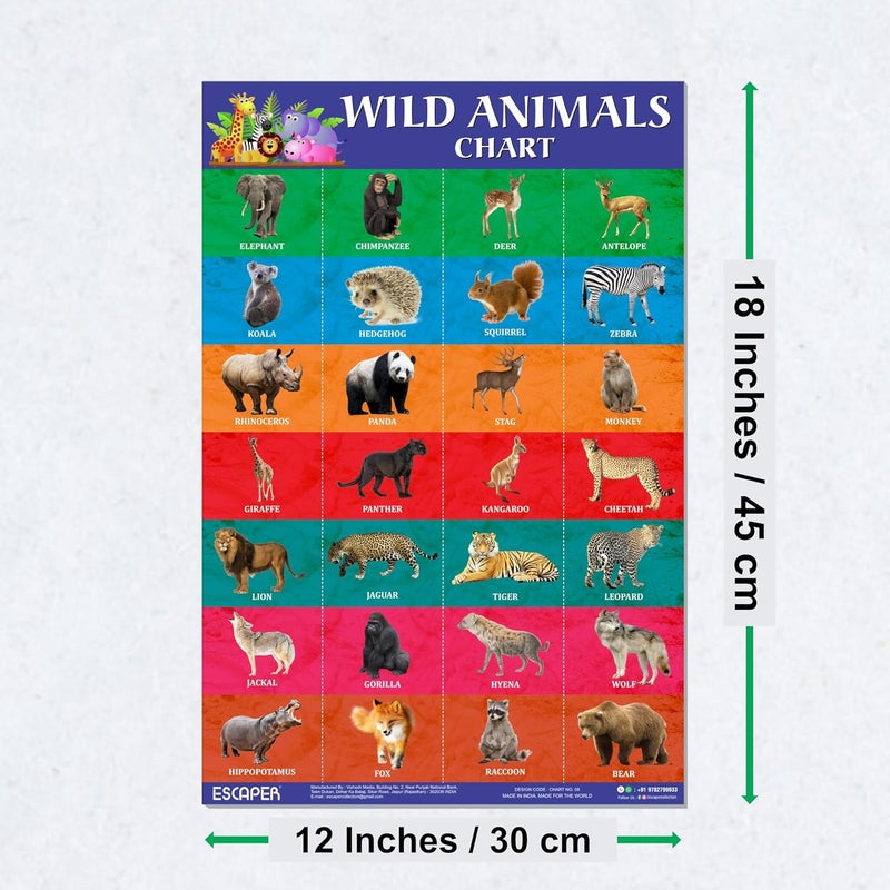 ESCAPER Wild Animals Educational Charts for Kids, Charts for Kids Learning (11.5 x 17.5 inches), Kids Study Material, Kids Learning Books, Educational Posters - Image 2