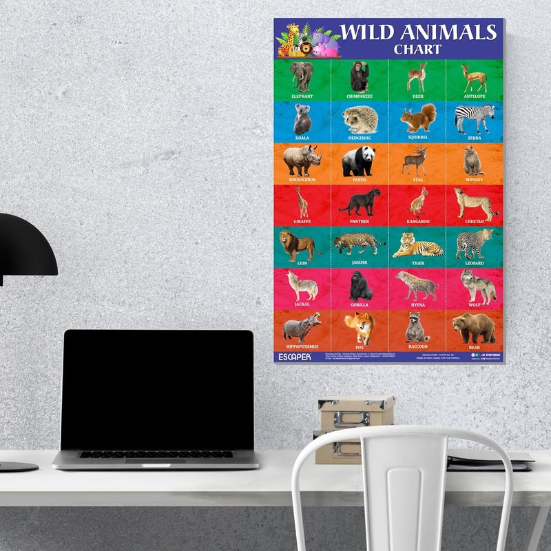 ESCAPER Wild Animals Educational Charts for Kids, Charts for Kids Learning (11.5 x 17.5 inches), Kids Study Material, Kids Learning Books, Educational Posters - Image 4