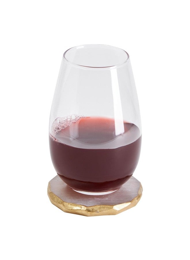 يوفال قواعد أكواب من كريستال السيلينيت الطبيعي من جوفال - حاجز ماص للأسطح وقواعد أكواب كريستالية للمشروبات - شرائح جيود مصنوعة يدويًا ولمسة ذهبية - طقم من 4 قطع للأكواب والزجاجات - عبوة من 4 قطع، 3.75-4 بوصة - Image 3