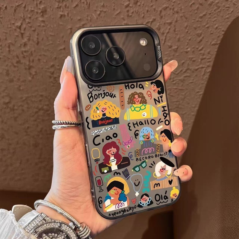Apple iPhone 17 Pro Max phone case with a unique black cartoon design and shockproof protection - Image 1