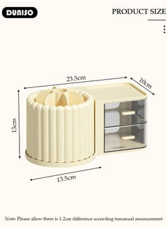 DUNISO Makeup Organizer, Large Capacity Skin Care Product Organizer with 2 Drawers, With Rotating Makeup Brush Holder Organizer, Bedroom Dresser Bathroom Vanity Countertop Cosmetic Organizer  - Image 4